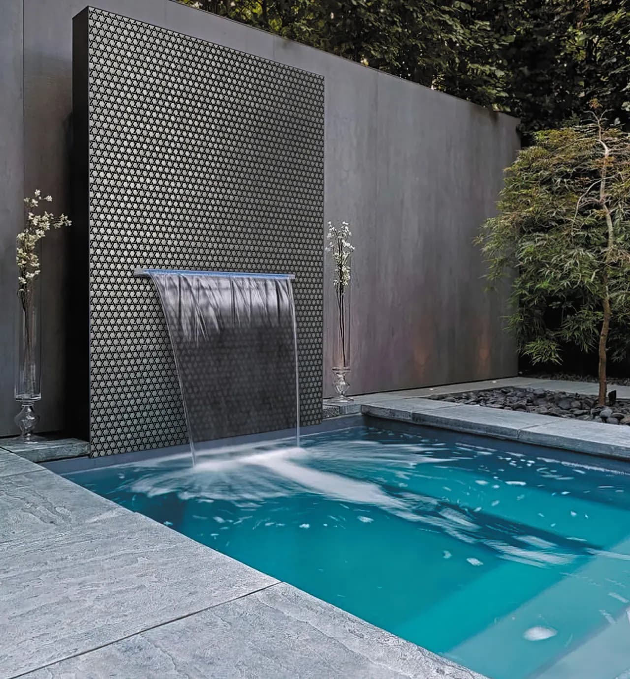 Indoor hotel pool with luxury amenities