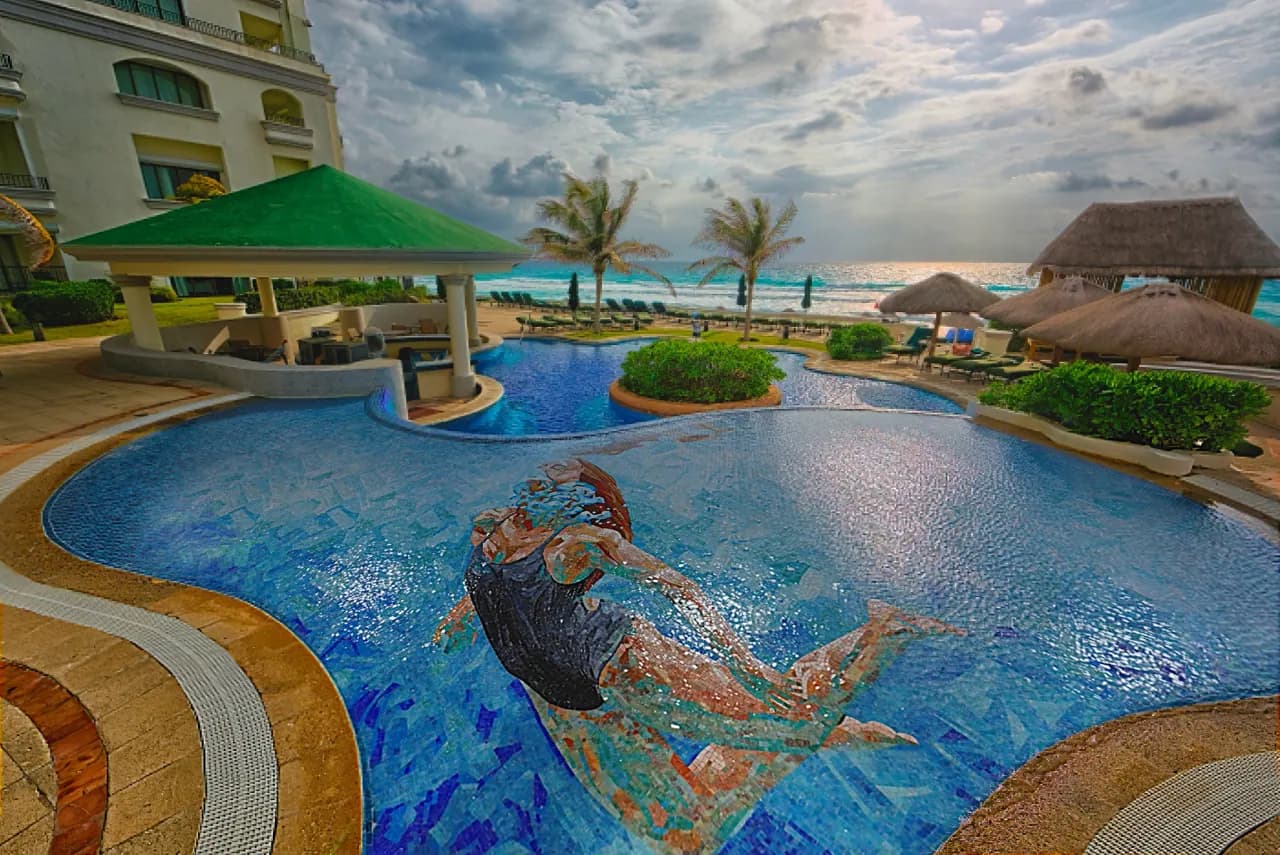 Mountain resort infinity pool with panoramic views